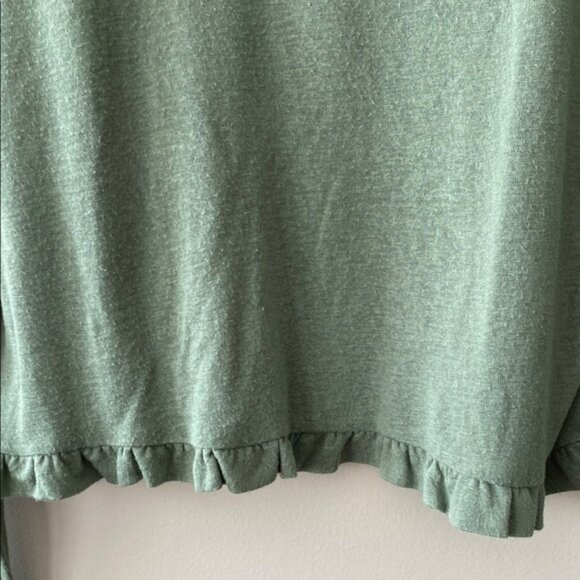 LOFT Sage Green Ruffle Sleeve Long Sleeve Blouse - Picture 6 of 10